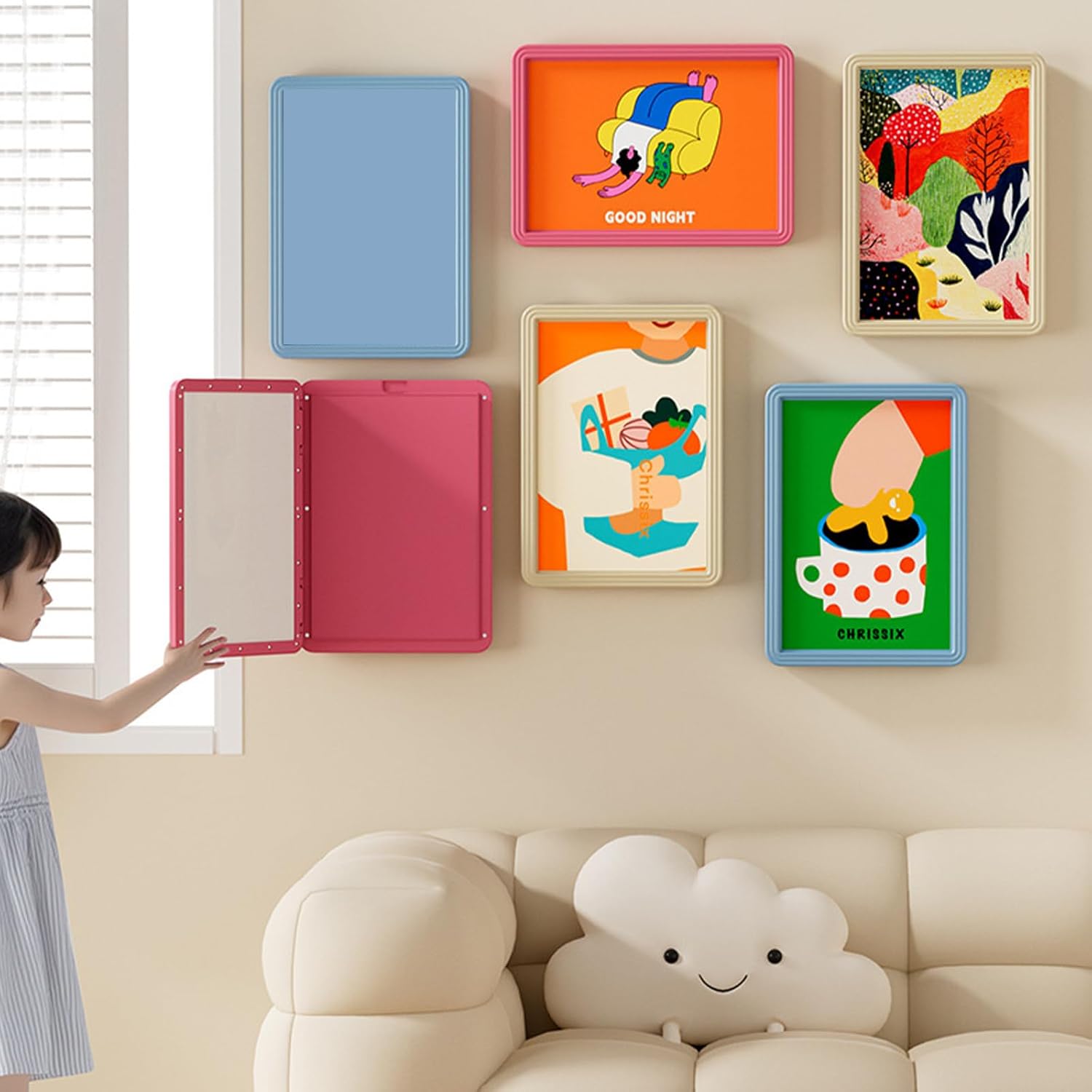 Kids Art Frame Kid Artwork Changeable Door Holds 10 Project Display Storage Frames Gift Children Picture Storage