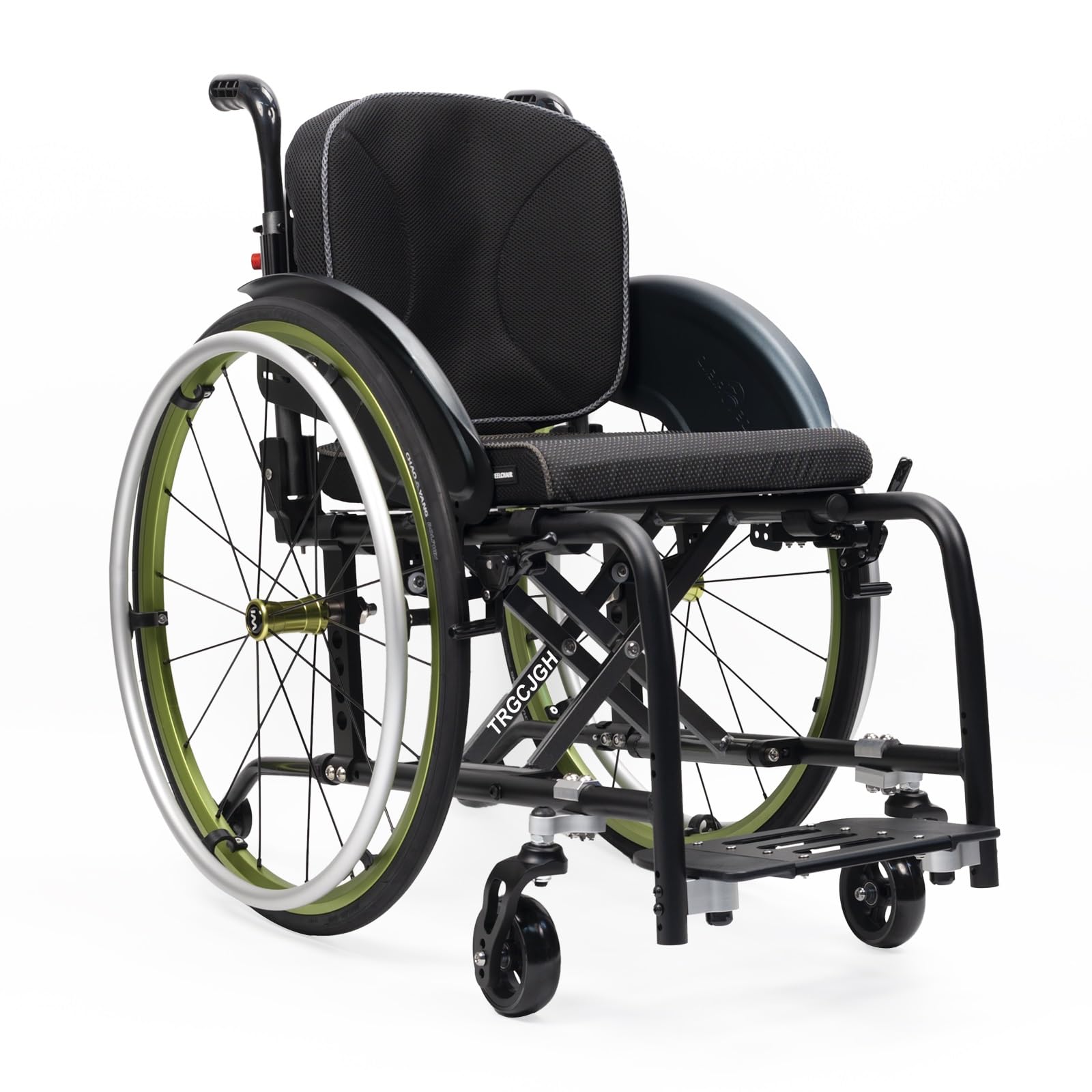 Silla de ruedas aluminio plegable portátil, Ligera, Autopropulsable | Manual, Ligero, Transporte, Frenos de mano, Compacta, Reposapiés extraíbles, Antivuelco, Con cinturó(Green,40cm/15.7in Seat)