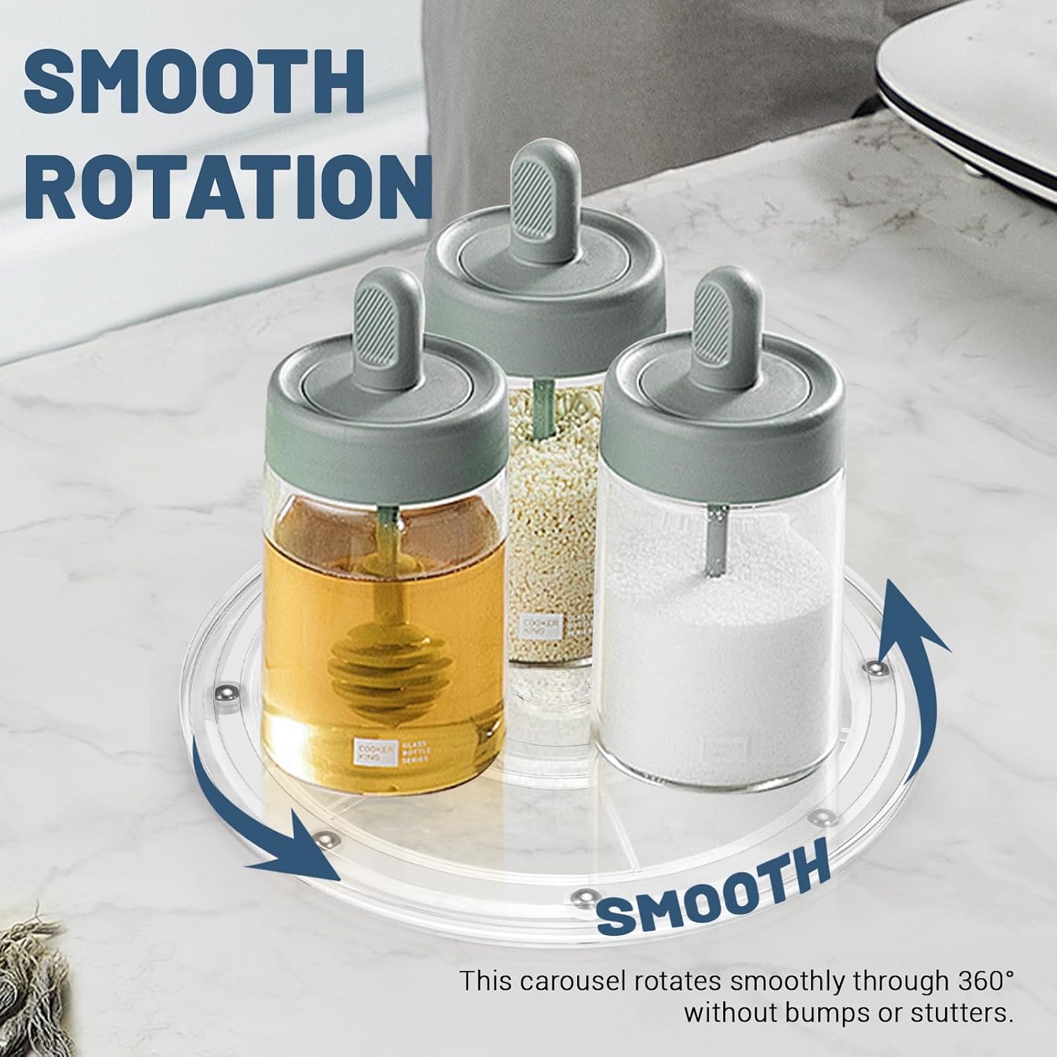 8 Inch Plastic Lazy Susan Turntable, 360° Small Clear Turntable Organizer, Transparent Ball Bearing Rotating Swivel Spinning Tray Plate for Refrigerator Table Spice Cake
