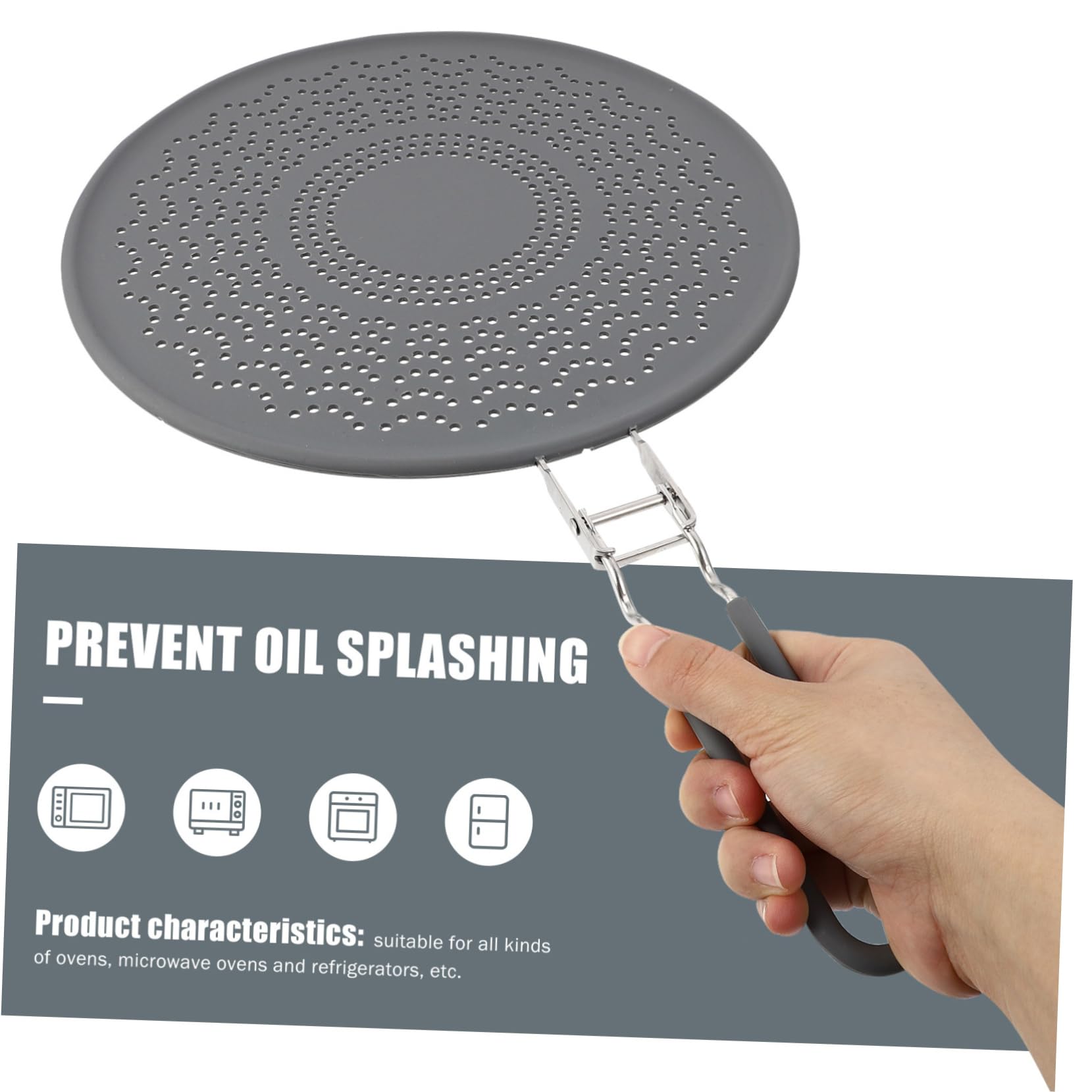 BRIGHTFUFU 1pc Silicone Splatter Screen Cover Oil Shield for Frying Pan Heat Resistant Kitchen Tool Multi Use Grease Guard Easy Clean Cooking Accessory Oil Design