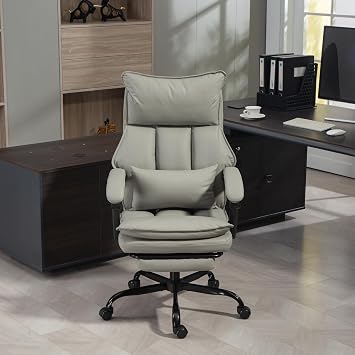 Home Office Desk Chairs Executive Office Chair 155 Reclining Office Chair with Footrest Leather High Back Comfy Computer Chair Lumbar Support for Game, Work
