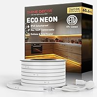 Vista 28 de Shine Decor Tira de luces LED de cuerda AC 120V, tira de neón eco sin puntos de 120LEDs/M, conectable y cortable, ETL IP65 impermeable y resistente