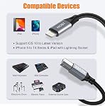 AGVEE 5ft Lightning OTG MIDI Cable USB Type-B Cord Compatible with iPhone iPad iOS for Electronic Music Instrument, Piano, Midi Controller, Midi Keyboard, Audio Interface Recording, Dark Gray | For iPhone iPad iOS Devices to Electronic Music Instrume