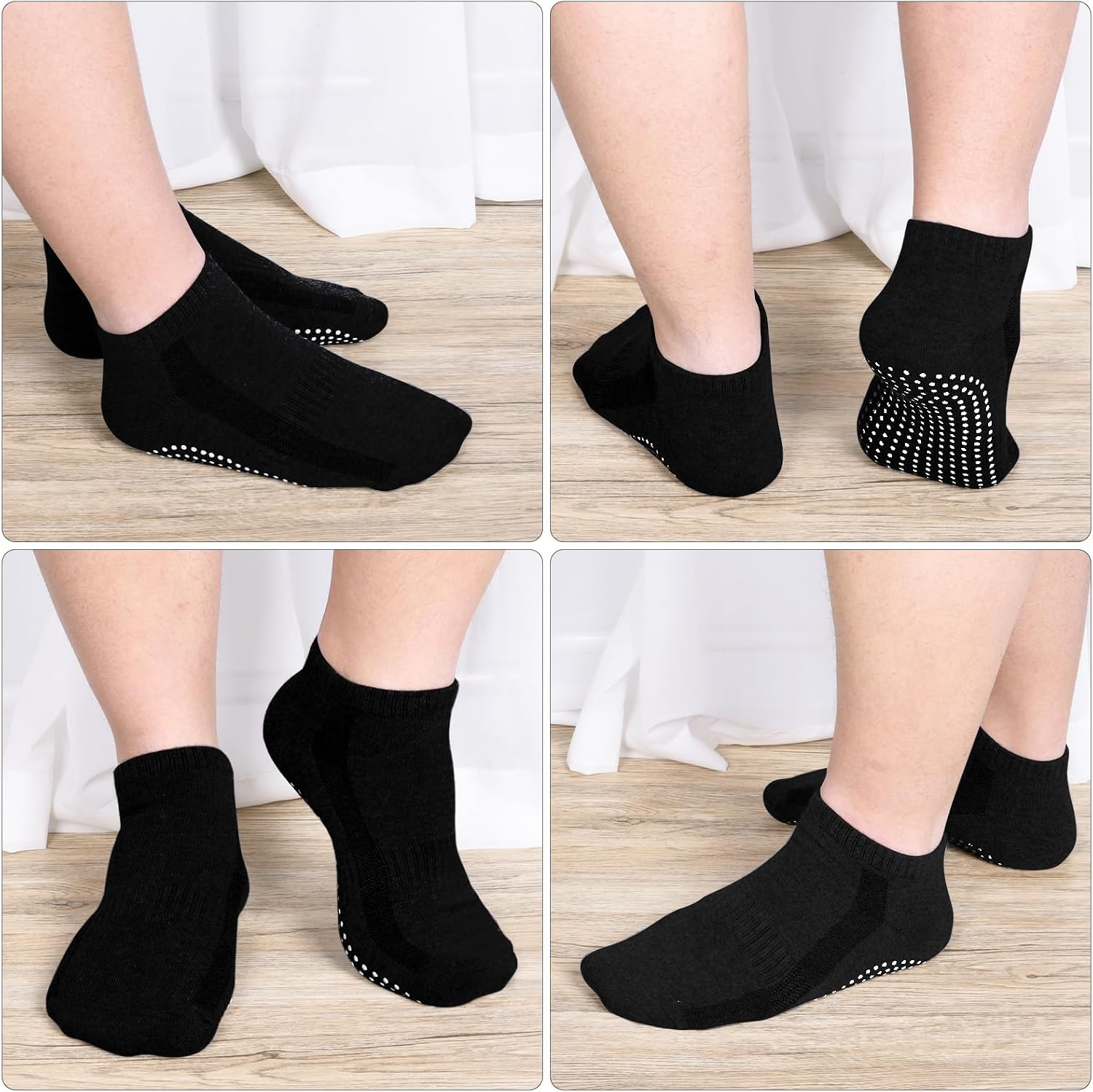 Jspupifip 4 Pairs Non Slip Yoga Socks with Grips for Women Men Pilates Grippy Socks Cotton Barre Hospital Home