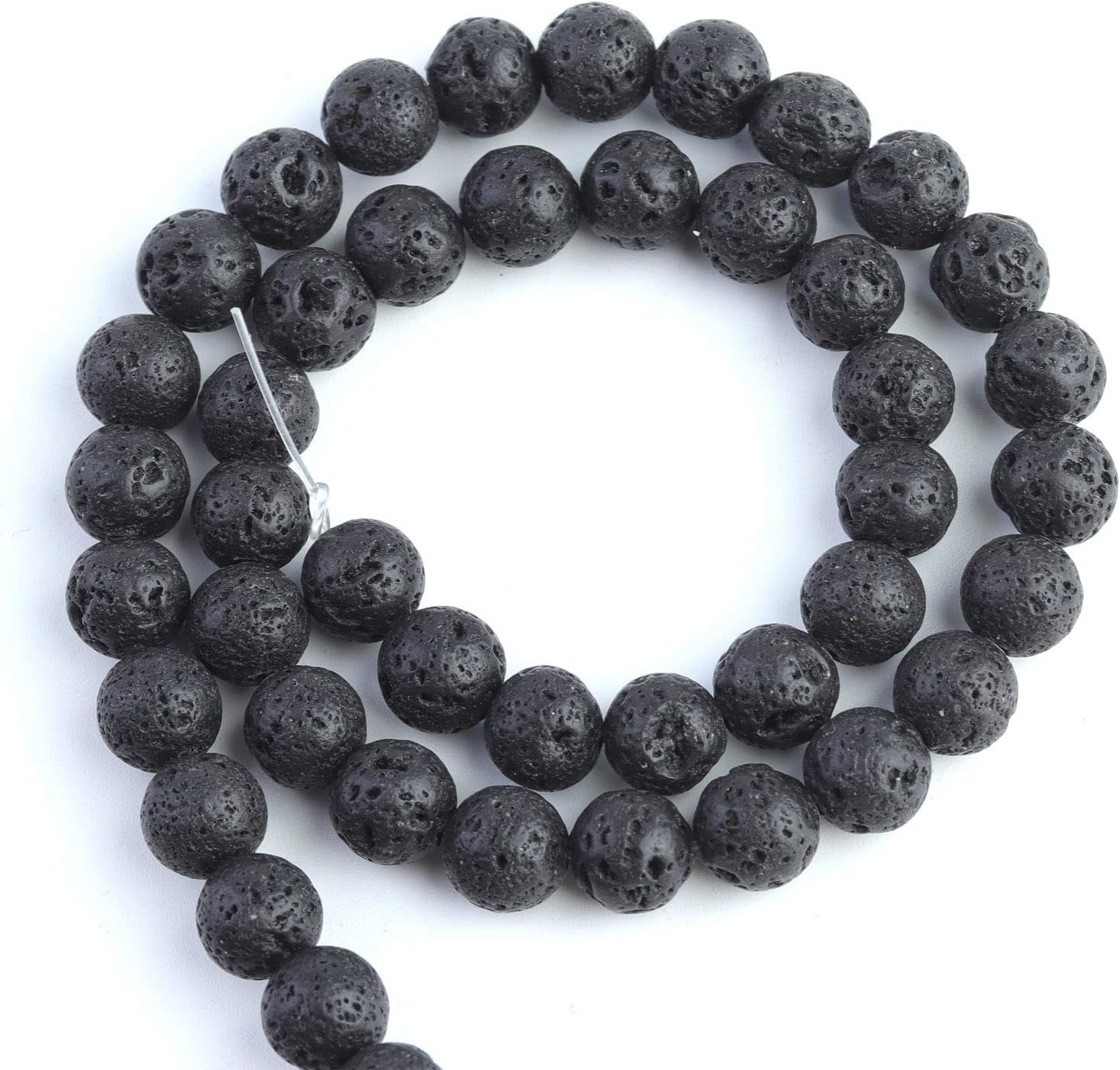 Natural Stone Beads 8mm Black Lava Polished Round Smooth Gemstone Beads for Jewelry Making 15 Inch(Black Lava,8mm) - Image 7