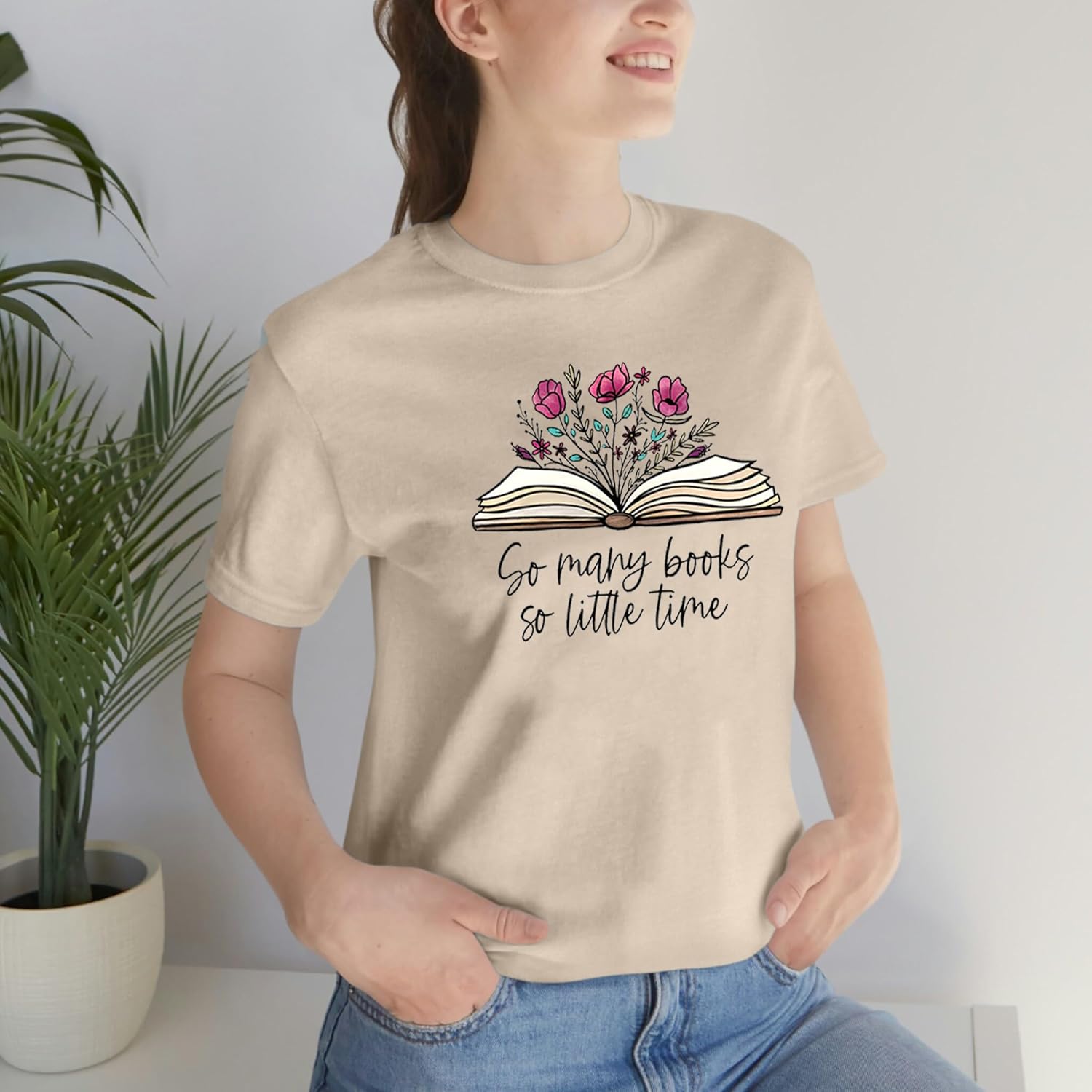 Book Lovers Women's Funny Wildflowers Reading Shirt - Cute Book Lover Bookworm Teacher Short Sleeve Tee - Image 5