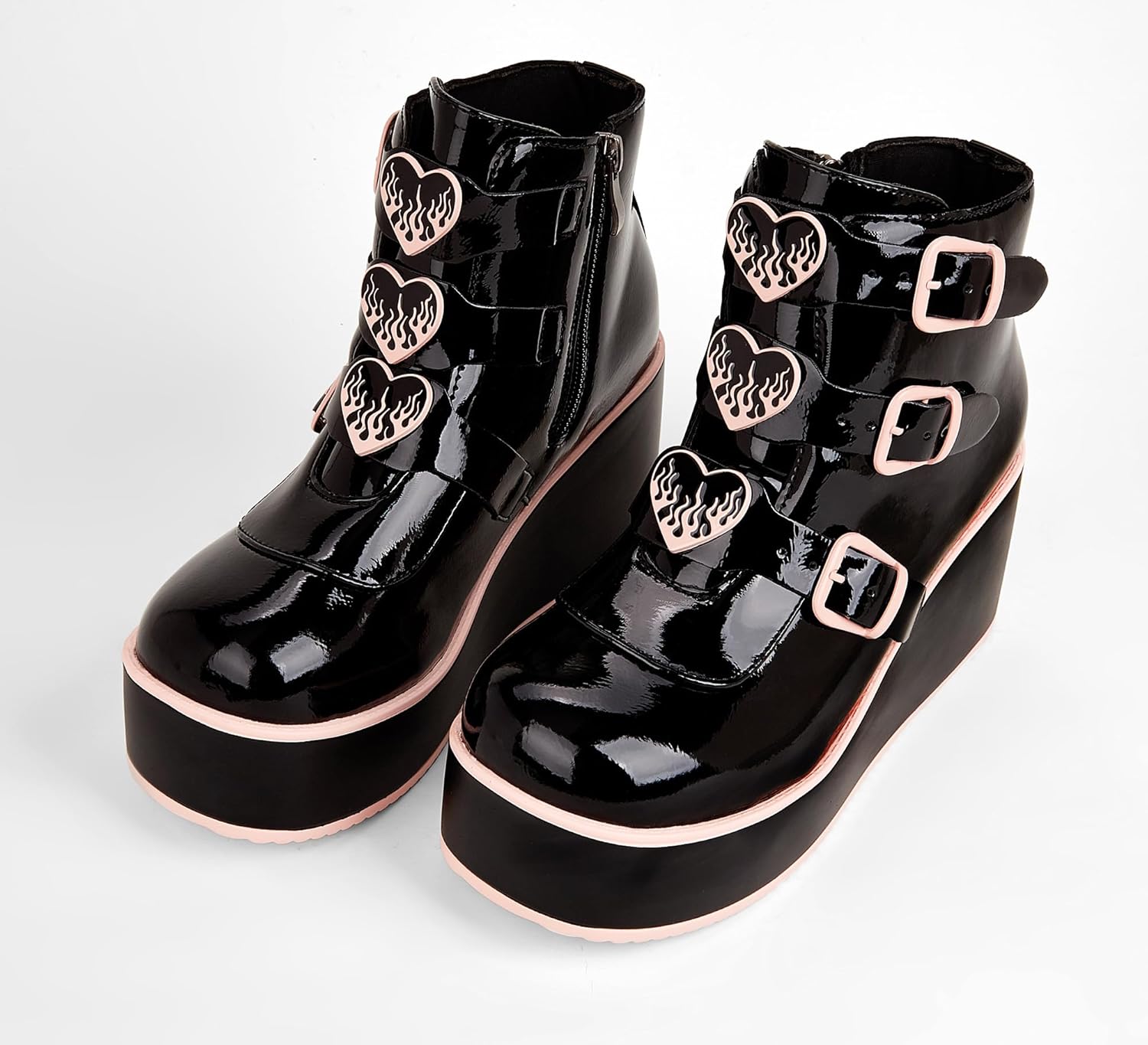 LUCKY STEP Women Platform Chunky Ankle Boots - Round Toe Zipper Wedges High Heels Rave Buckle Thick Sole Goth Booties - Image 6