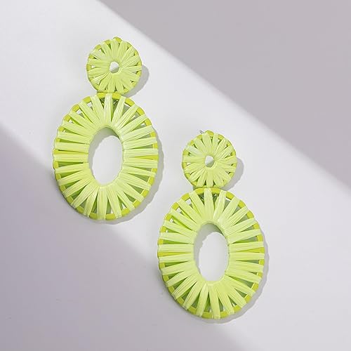 Miniatura 6 de Aretes de rafia, bohemios, aretes colgantes para mujer, hechos a mano, de moda, joyería bohemia de regalo para niñas