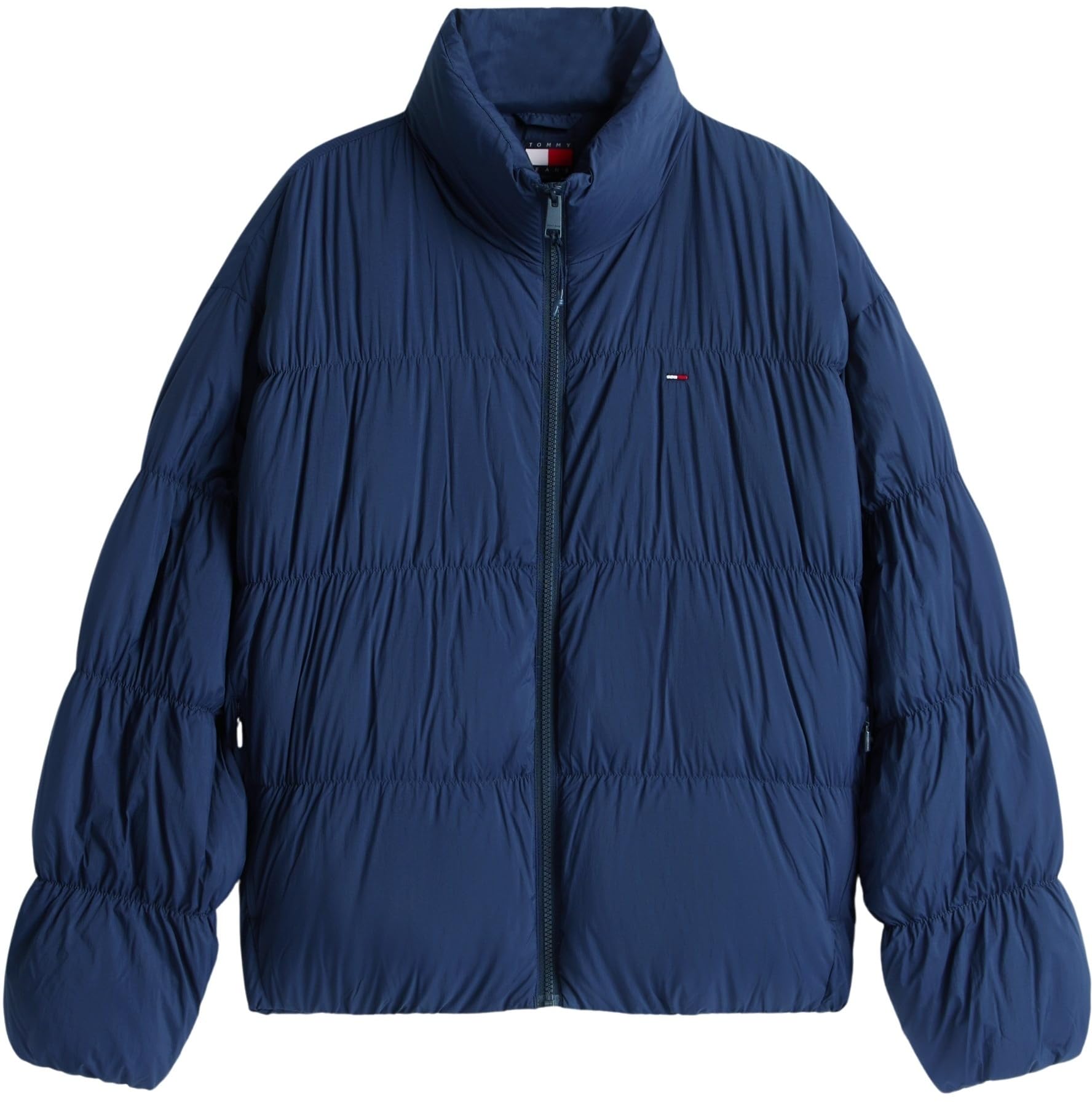 Tommy Jeans Damska kurtka puchowa TJW ROUCHED PFFR JCKT DWN EXT DW0DW22042, NIEBIESKA (Dark Night Navy), L, NIEBIESKI (Dark Night Navy), L