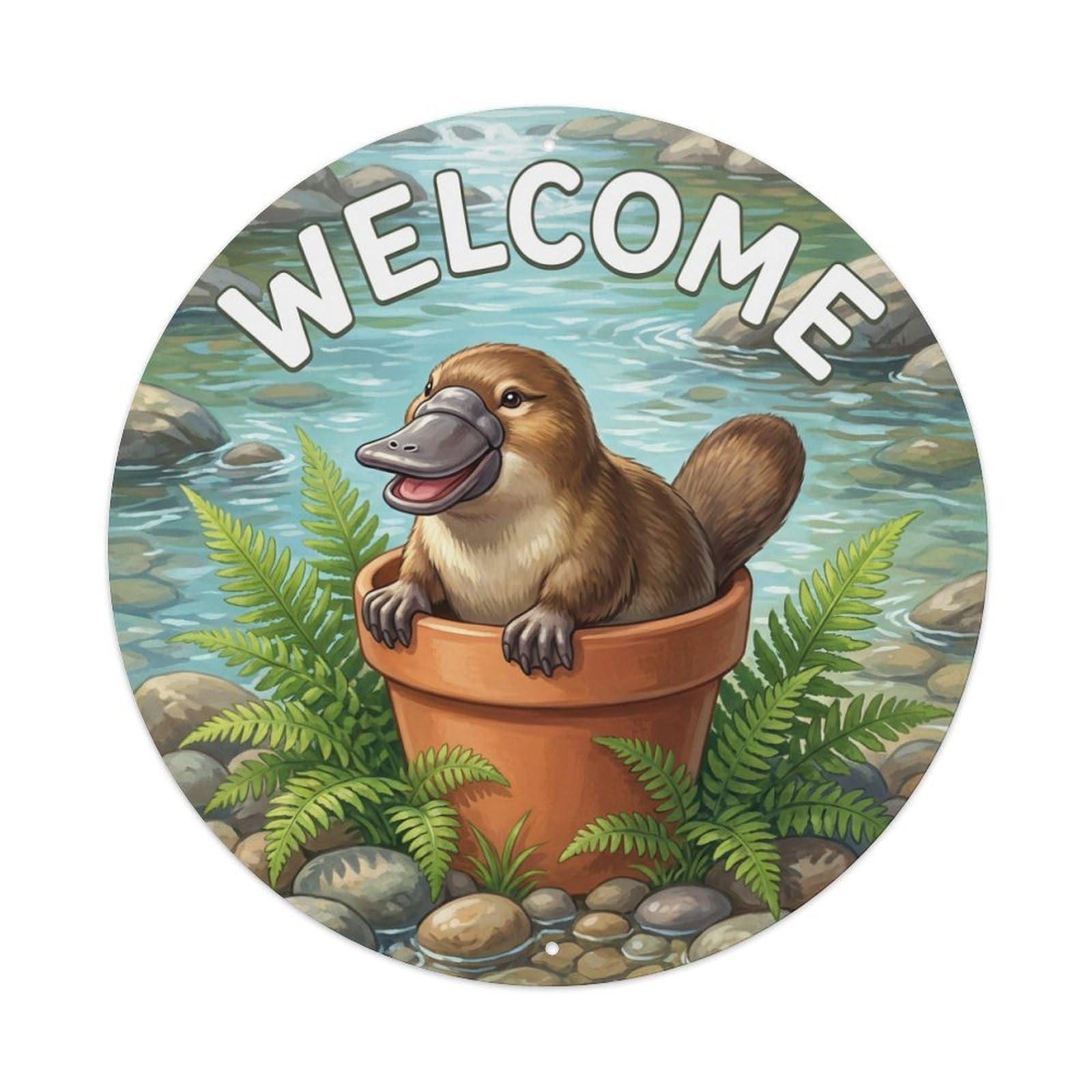 Welcome Platypus Creek Bank Metal Tin Sign