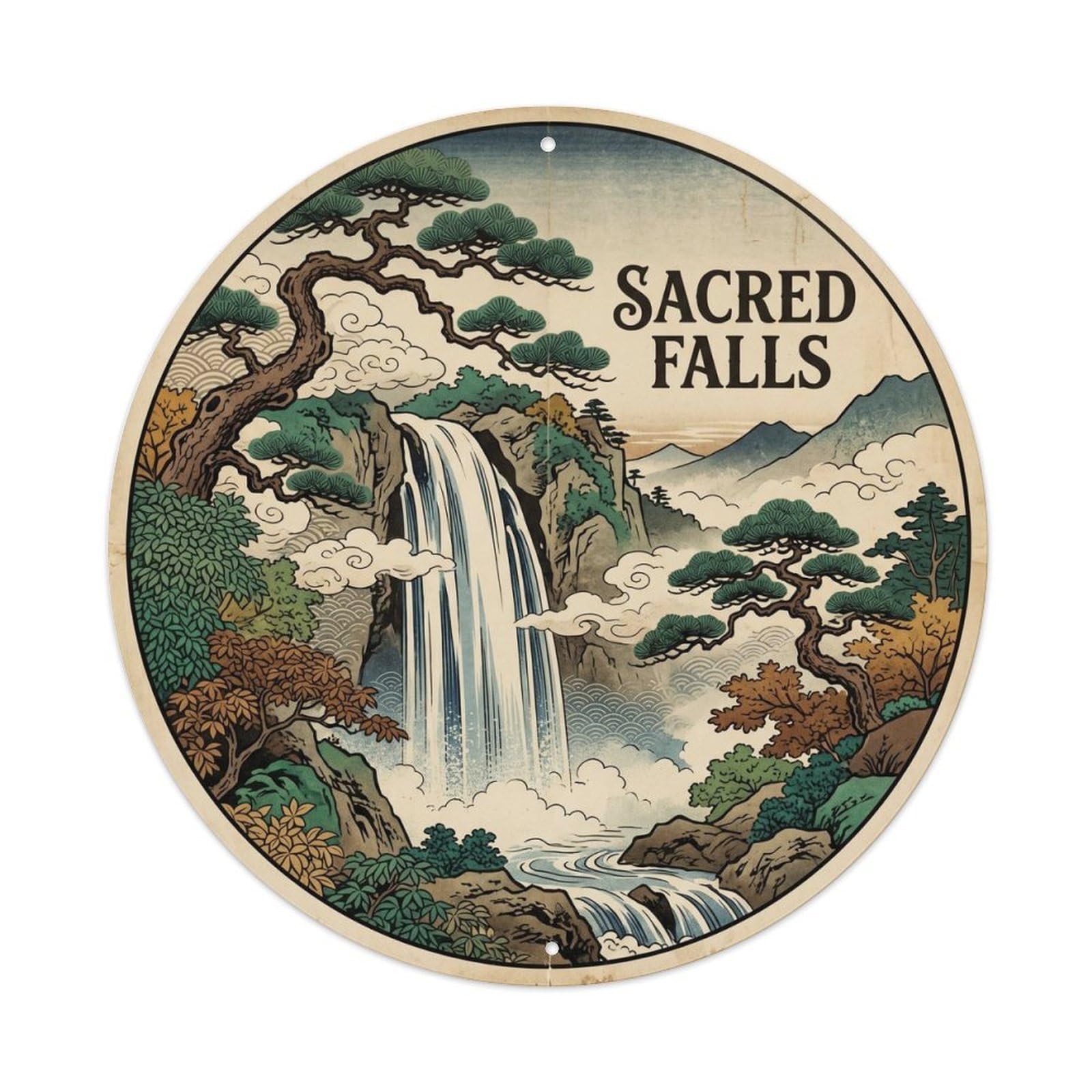Sacred Falls Hawaii Waterfall Journey Lush Valley Metal Tin Sign