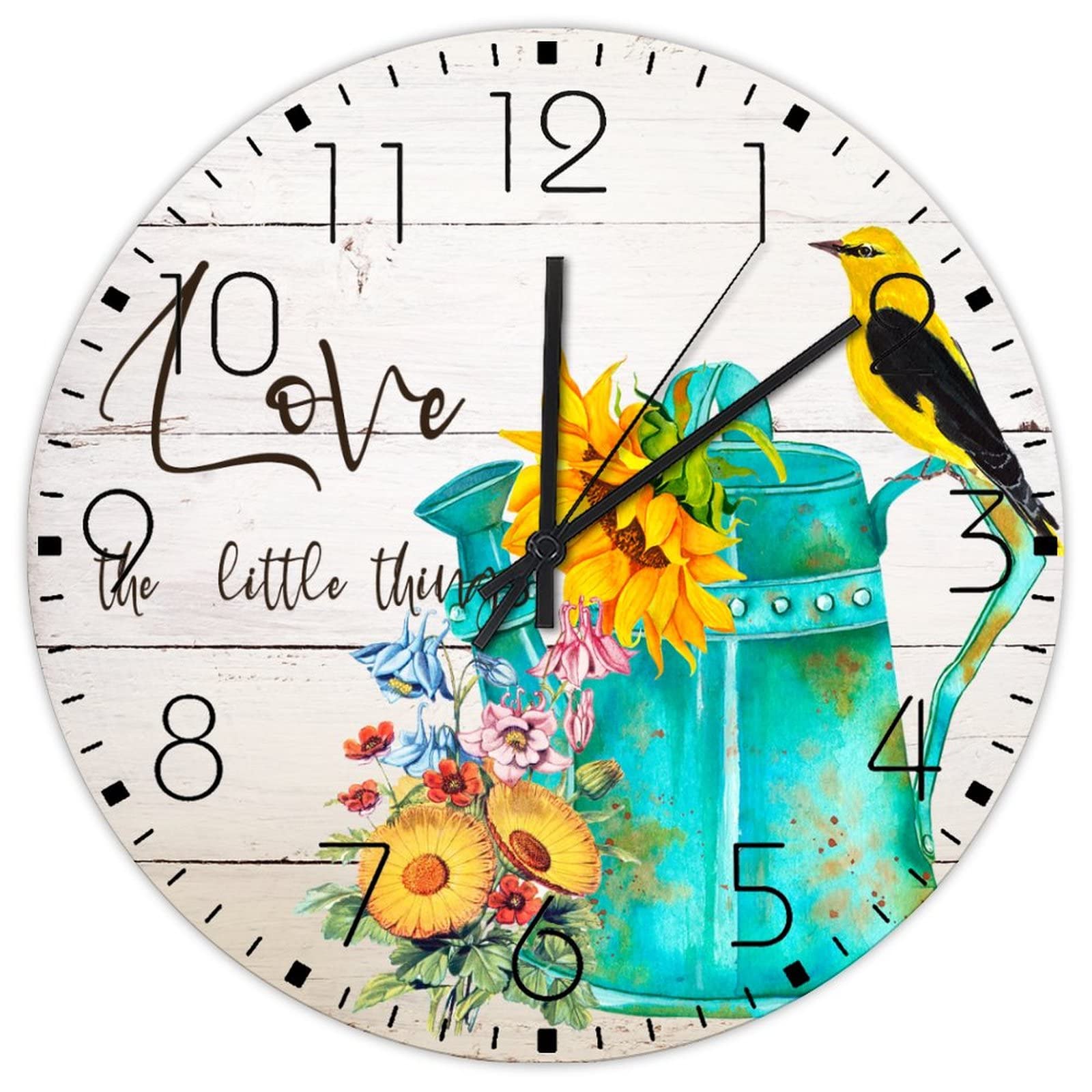 Horloge murale en bois fleurs de tournesol pour décorer la terrasse et la pergola