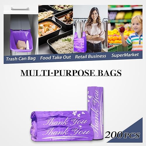 Miniatura 8 de YoYoRain Paquete de 100 bolsas de agradecimiento con aroma a lavanda morado 100 bolsas para camisetas bolsas para llevar bolsas de comestibles