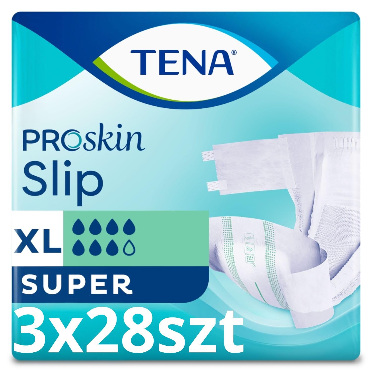 Pieluchomajtki TENA Slip ProSkin Super XL chłonne na rzep dorosłych 3x28szt