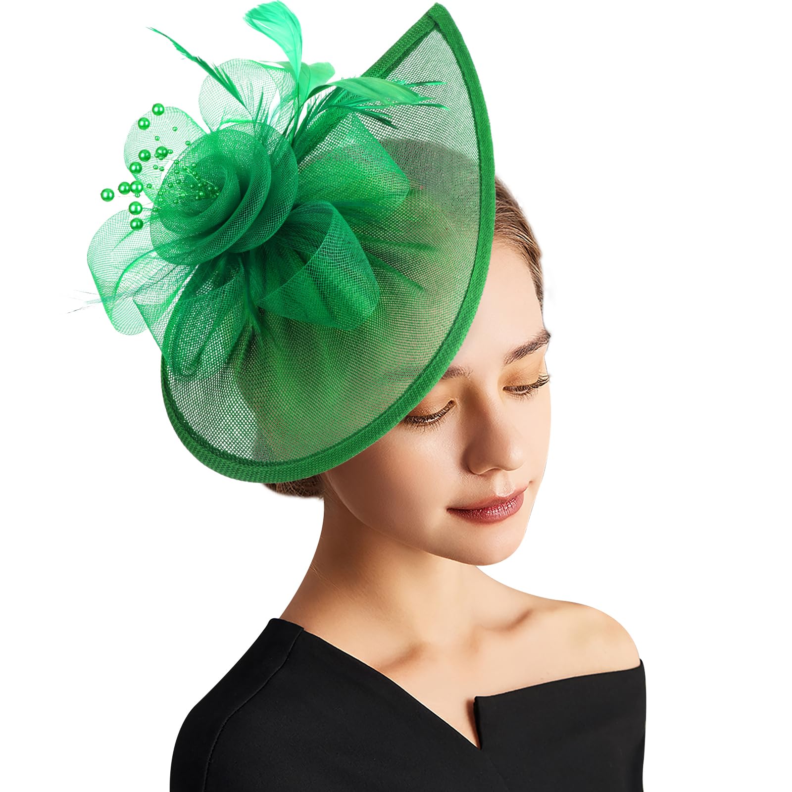 DRESHOW Women Fascinator Hats Tea Party Hat Vintage Pillbox Hat Headband for Cocktail