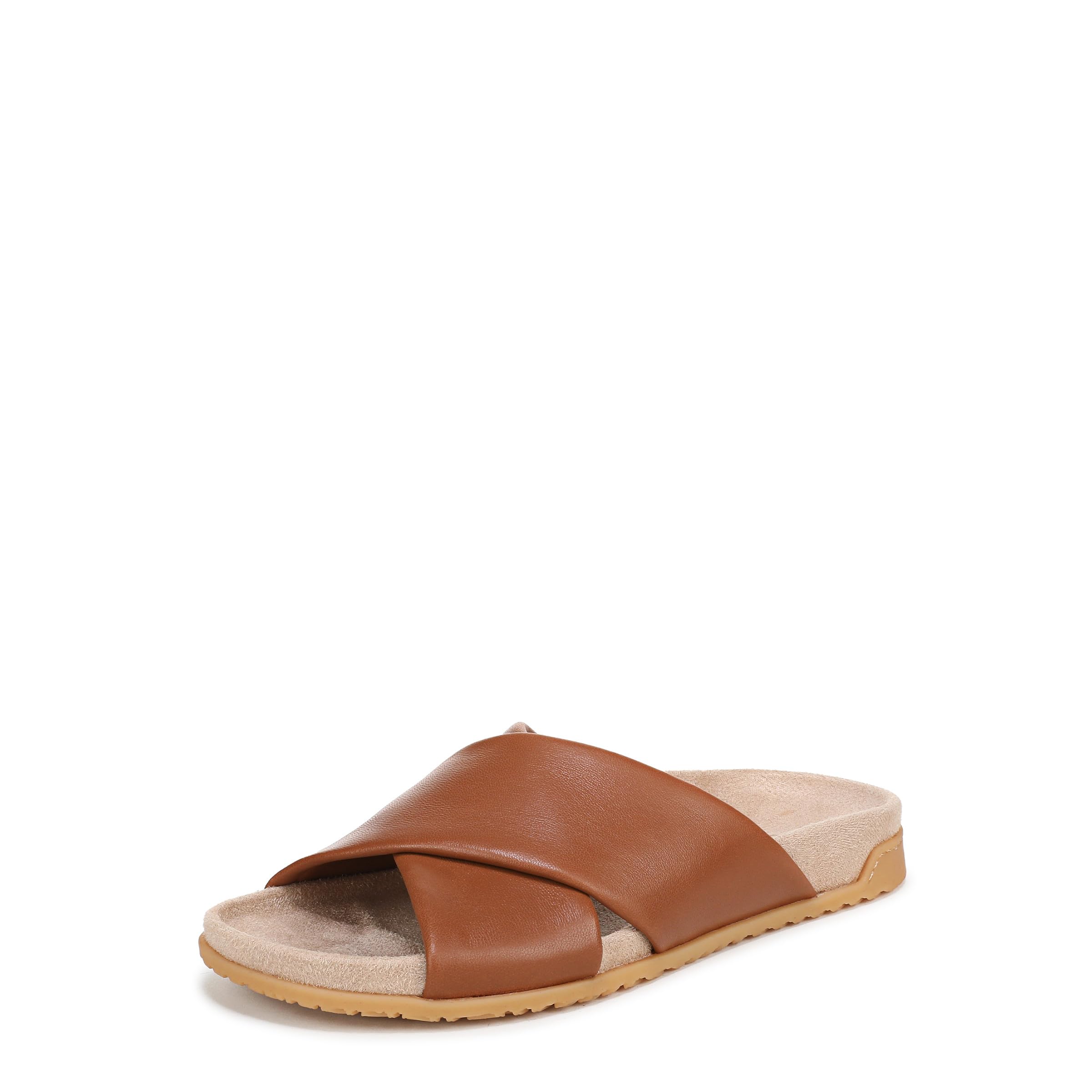 Vionic Women's Tan Leather Etna Slide Sandal With Arch Support In