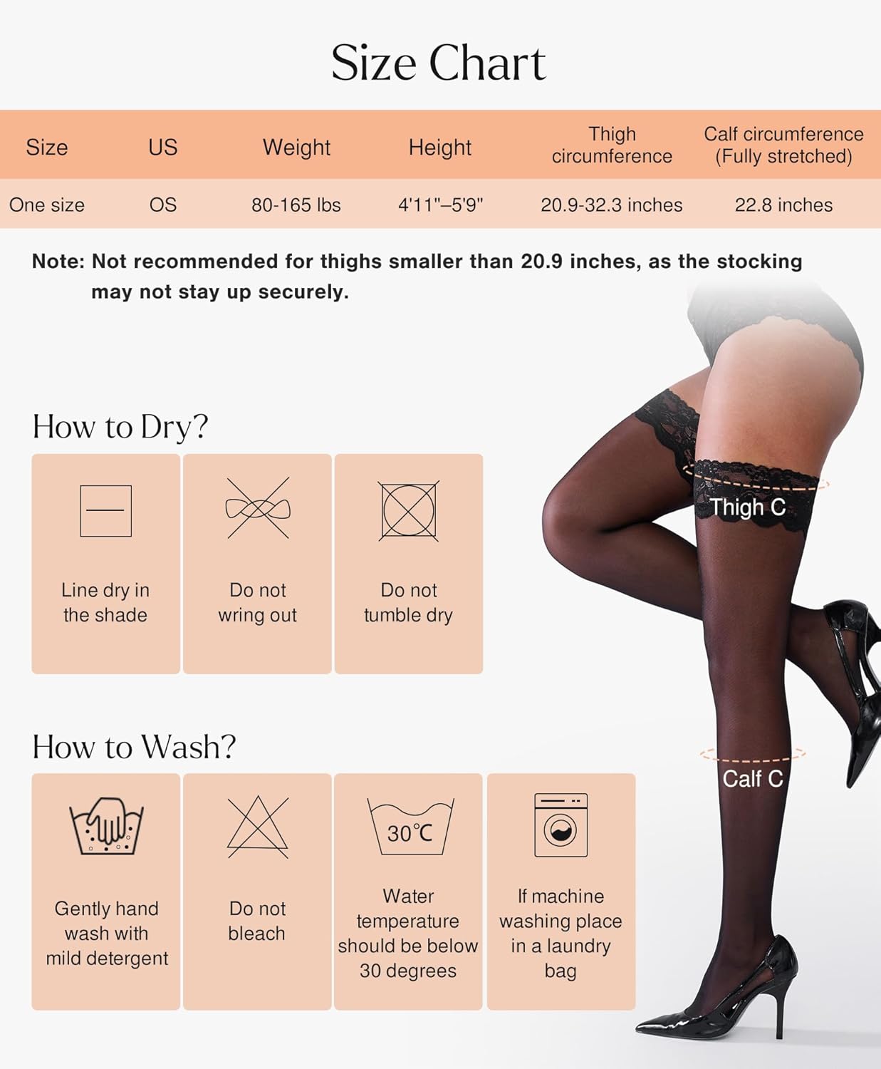 Popilush Thigh High Stockings Silicone Lace Top Stay Up Silk Sheer Pantyhose for Women - Image 7