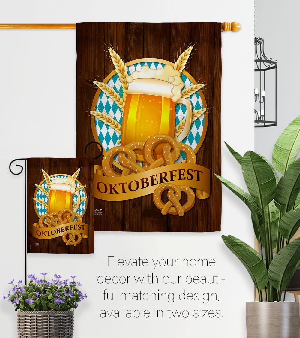 Oktoberfest Happy Hour & Drinks - Everyday Beverages Impressions Decorative Vertical House Flag 28" x 40" Printed in USA