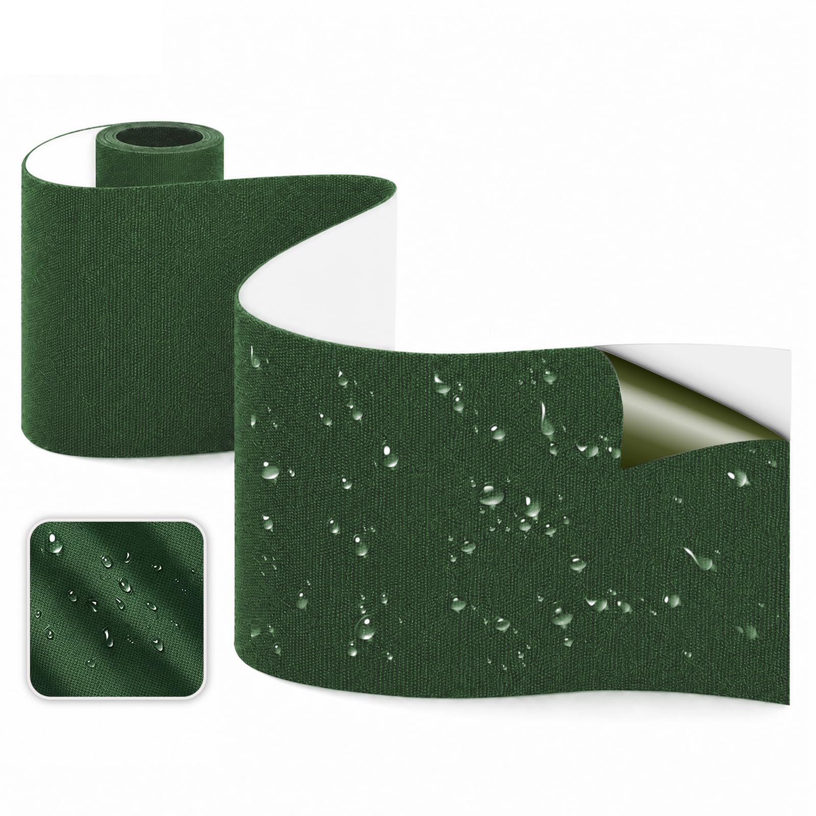 Skystuff Self-Adhesive Canvas Repair Tape, Heavy Duty Waterproof Fabric Repair Patches for Sofa, Chair, Awning, Tent, Clothes, Camping Outdoor Gear, Instant Strong Fix, 10x160cm, Army Green