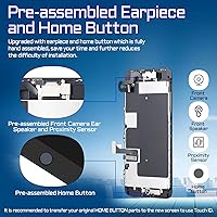 Vista 3 de Para iPhone 8 Plus Reemplazo de pantalla Botón de inicio Negro 5.5 "3D Touch LCD Digitalizador Pantalla Auricular Montaje Completo Cámara Frontal