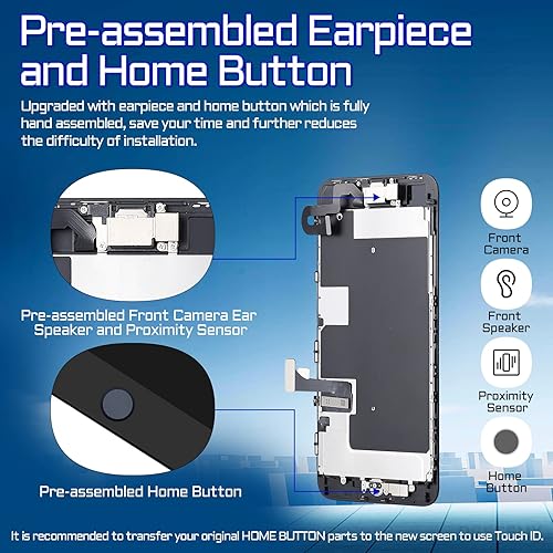 Miniatura 3 de Para iPhone 8 Plus Reemplazo de pantalla Botón de inicio Negro 5.5 "3D Touch LCD Digitalizador Pantalla Auricular Montaje Completo Cámara Frontal