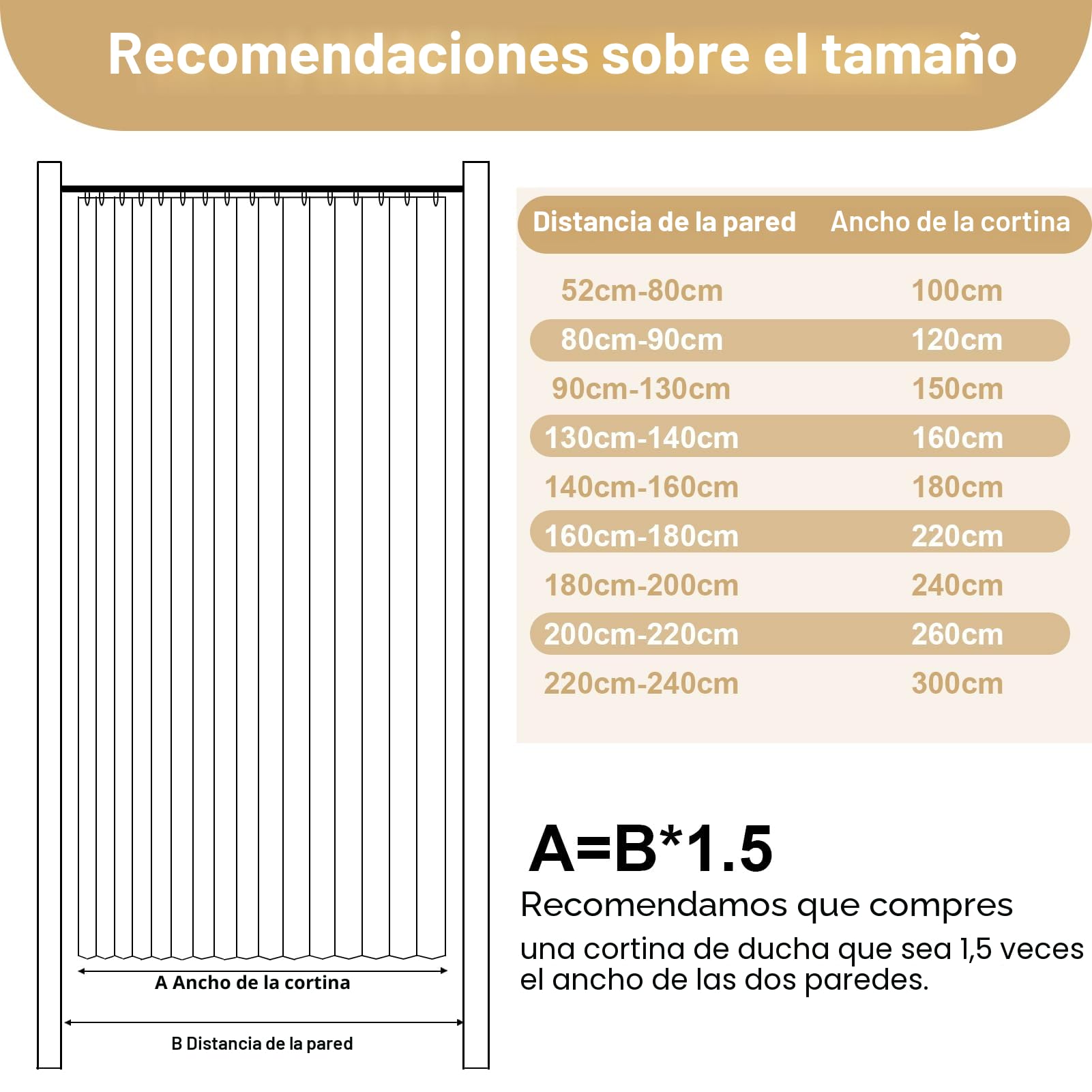 Cortina Ducha de Lino Plegable Impermeable, Gris, 130x200cm | Cortina de ducha magnética antimoho resistente para baño con ganchos , 210 g/m²