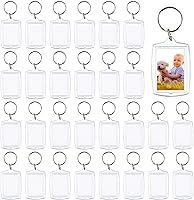 Kulannder 30 Pack Acrylic Photo Insert Keychains - Clear Blank Picture Frame Keyrings for Custom Passport Photos, 1.57x2.36 Inch