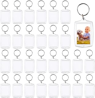 Kulannder 30 Pack Acrylic Photo Insert Keychains - Clear Blank Picture Frame Keyrings for Custom Passport Photos, 1.57x2.36 Inch