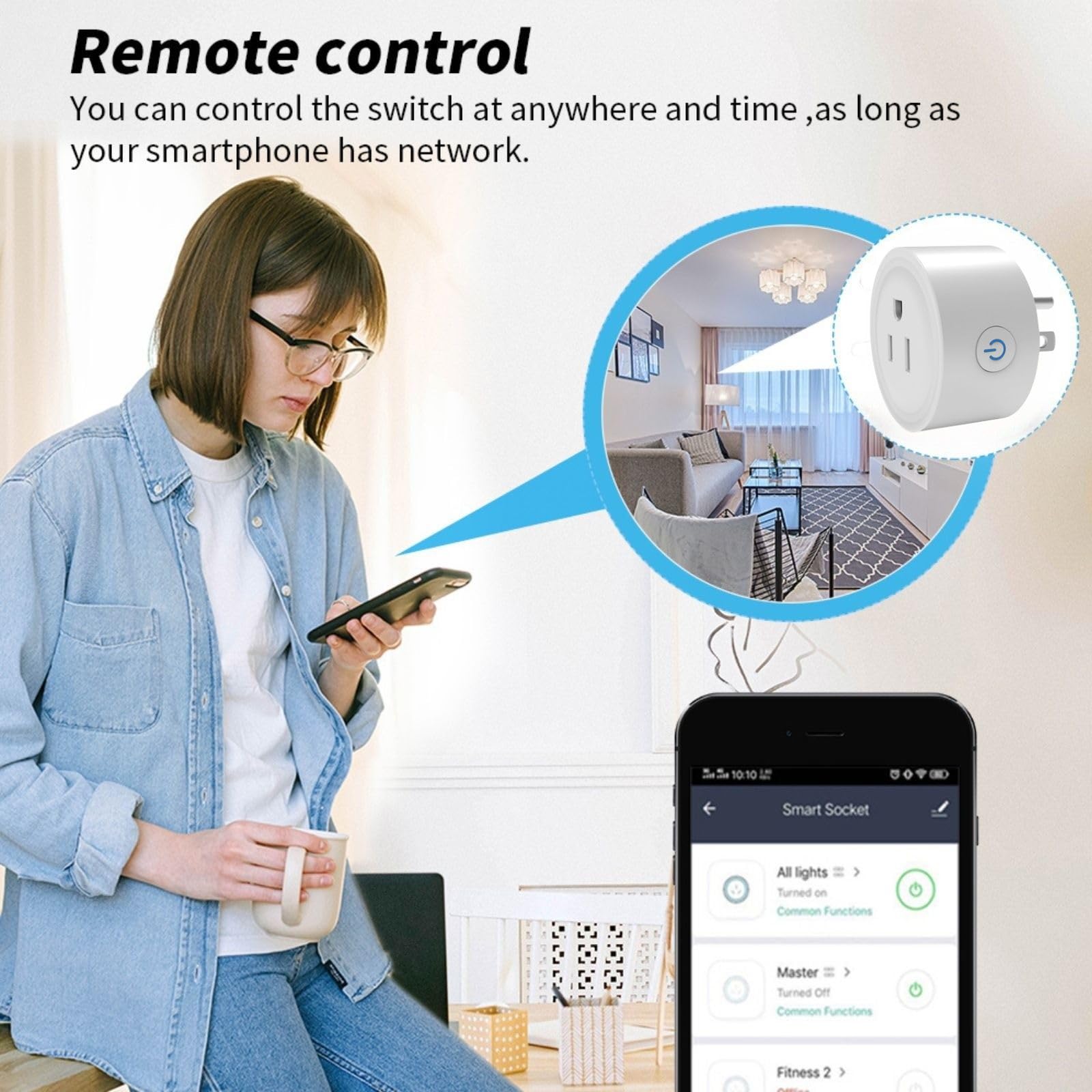 WiFi Smart Plug Compatible with Alexa Google Home WiFi Outlet for Remote Control Timer and Schedule Function No — view 2