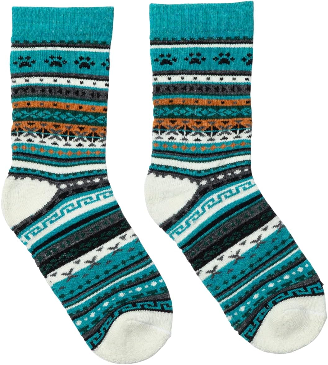 GreaterGood Paw Print Alpaca Crew Socks For Women Fair Trade Comfy Warm Footwear Stocking Stuffer Gift