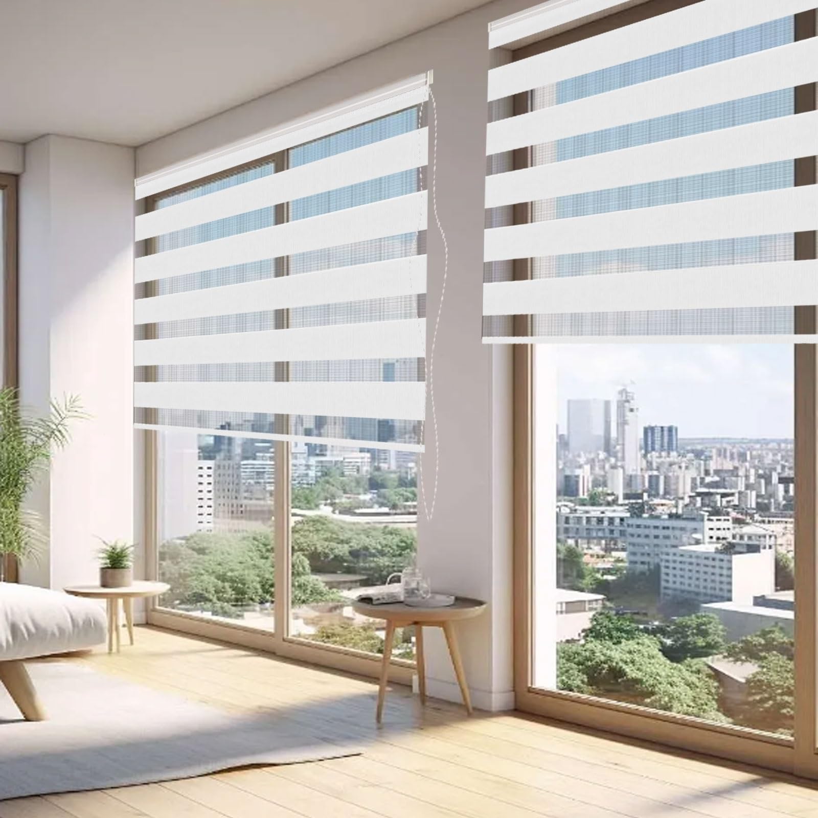 Blackout Roller Blinds 110 x 240 cm UV Protection Light Filtering Temporary Blackout Blinds Easy to Install Fittings Included for Windows Room Darkening, Biały