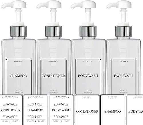 Botellas de plástico vacías cuadradas de champú, acondicionador, loción de jabón recargable, sin BPA para gel corporal, hidratante, crema facial,