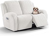 Vista 17 de Vansofy - Fundas elásticas para sofá reclinable, 8 piezas, funda suave de jacquard para sofá reclinable, protector de muebles con parte inferior