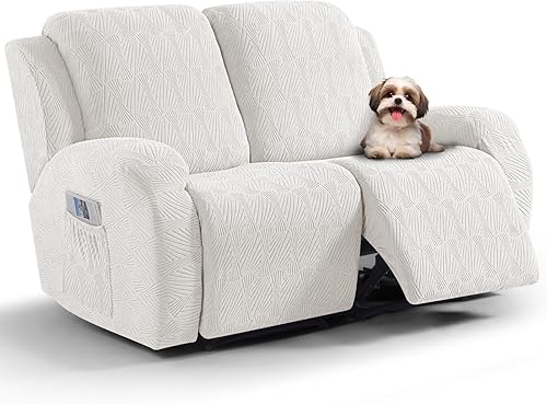 Miniatura 17 de Vansofy - Fundas elásticas para sofá reclinable, 8 piezas, funda suave de jacquard para sofá reclinable, protector de muebles con parte inferior
