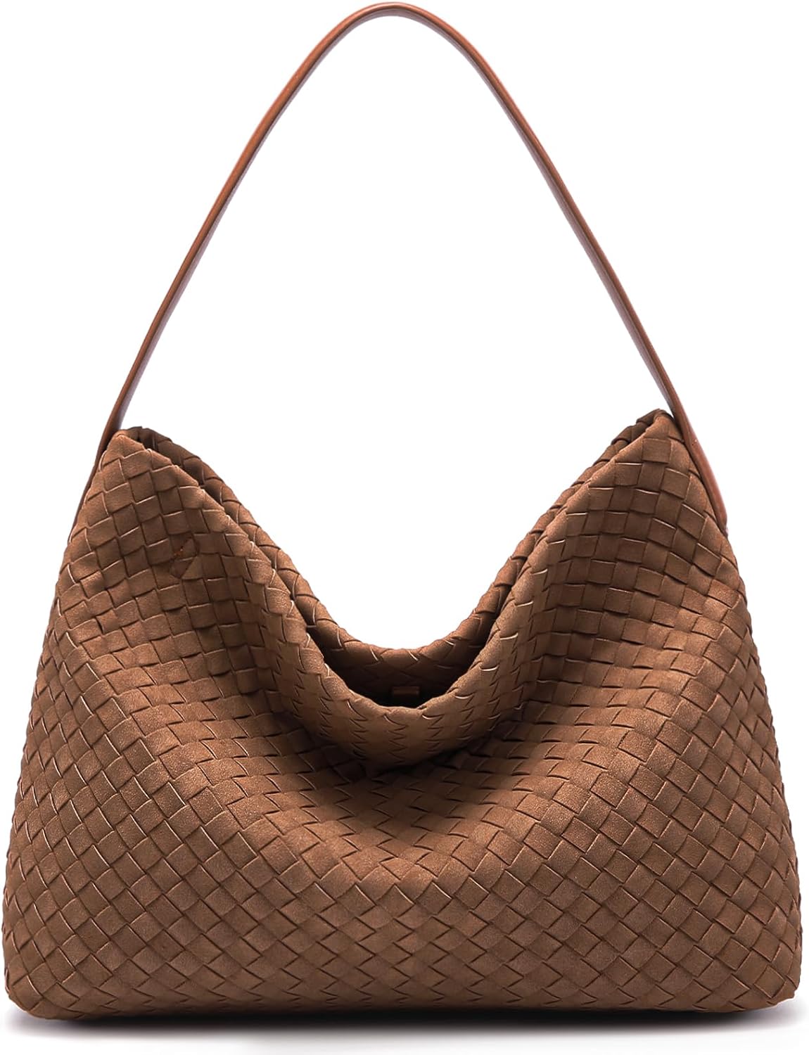 Suede Woven Tote Bag for Women: Handwoven Vegan Leather Purse & Pockets for Style & Travel - Adjustable Strap fits 11" iPad