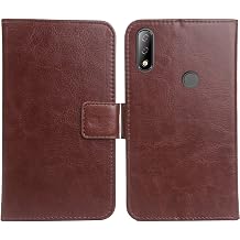 Color Design PU Wallet Flip Leather with Card Slots Cover Skin Protection Case Shell for EL D68 6.08" Brown