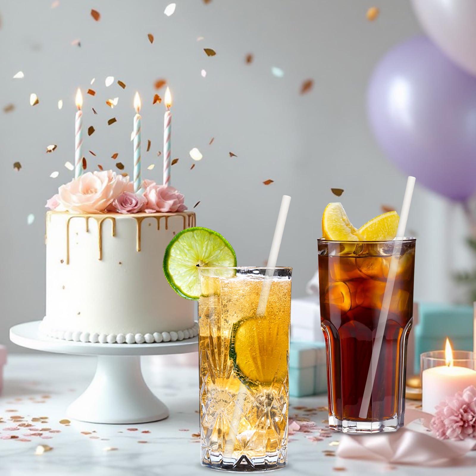 Pailles En Papier Jetables - 19,7 Cm X 0,6 Cm - Rayures Bleues Et Blanches - Lot De 250 - Biodégradable, Pour Boissons, Cocktails, Jus