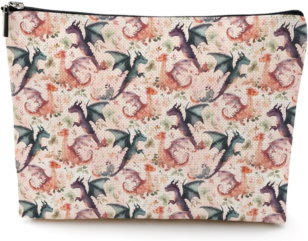 Cute Dragon Cosmetic Bag Dragon Stuff Merch Makeup Bag Funny Dragon Lover Gifts for Women Sister Animal Lovers Grandma Dragon Accessories Makeup Pouch Birthday Mothers Day Christmas Friendship Gifts
