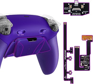 eXtremeRate RISE4 Plus MAX Back Paddles Kit with Clicky Trigger Stops & Rubberized Grip for PS5 Controller BDM-030 040 050, Remappable Back Buttons Kit for PS5 Controller - Galactic Purple