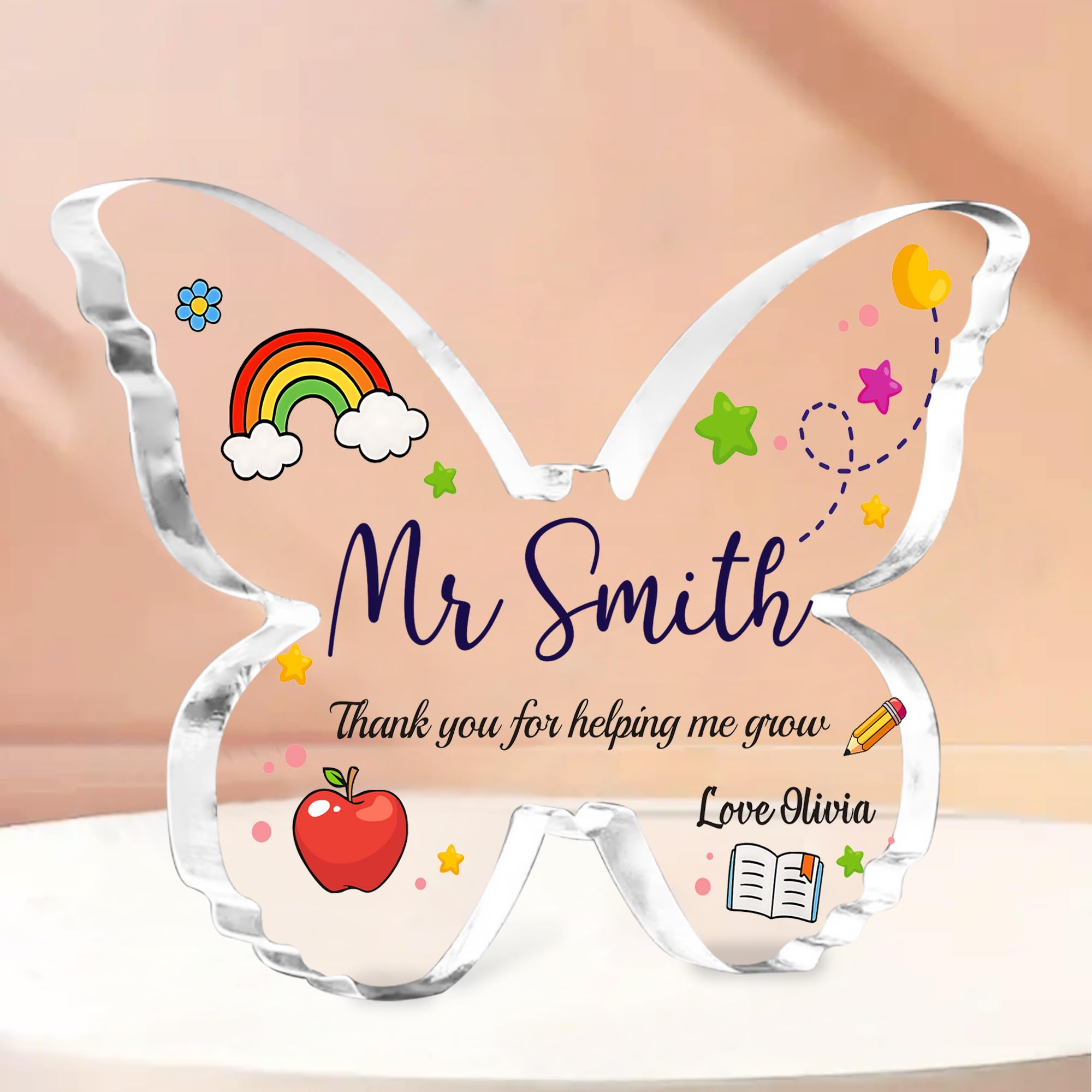 Teacher Gifts Personalised Thank You Teacher Gifts for Women Men Acrylic Plaque Sign Teacher Appreciation Gifts Thank You Gift for Tutor Teaching Assistant End of Term Gifts (Design 1)
