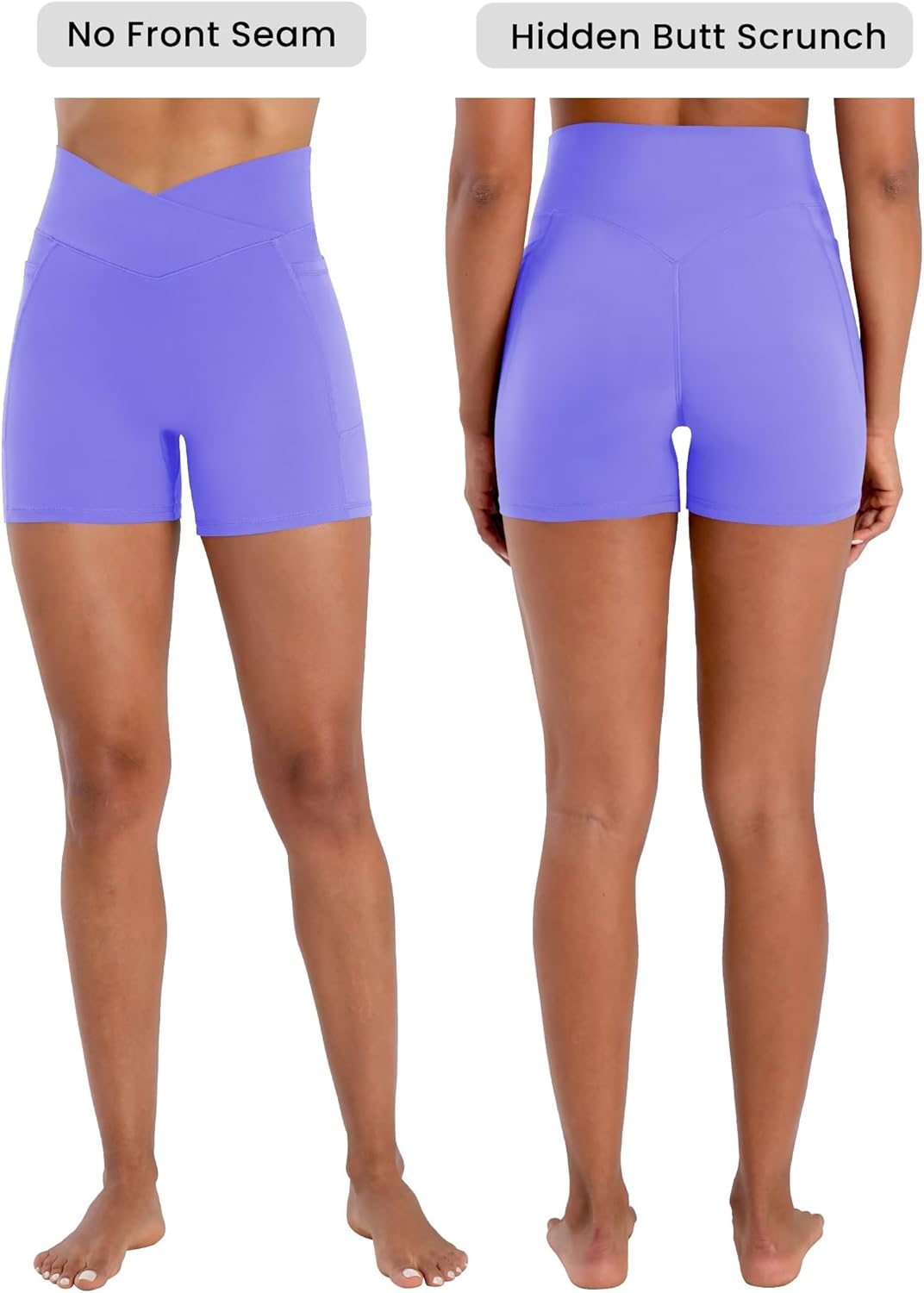 Sunzel Hidden Butt Lifting Scrunch Biker Shorts Women with Pockets Crossover High Waist Yoga Gym Workout Tummy Control Shorts - Image 4