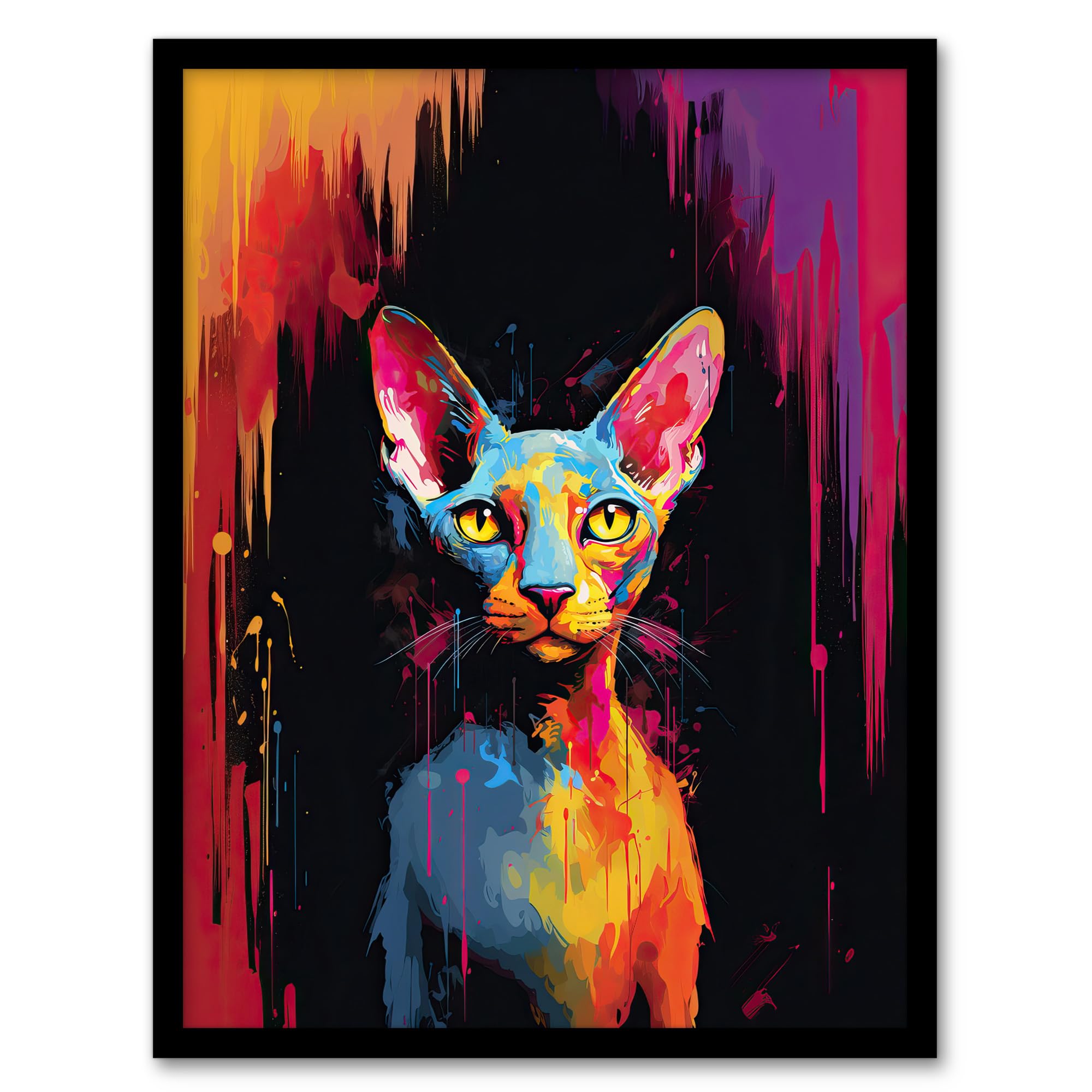 Artery8 Sphynx Cat Wall Art Print A4 Framed