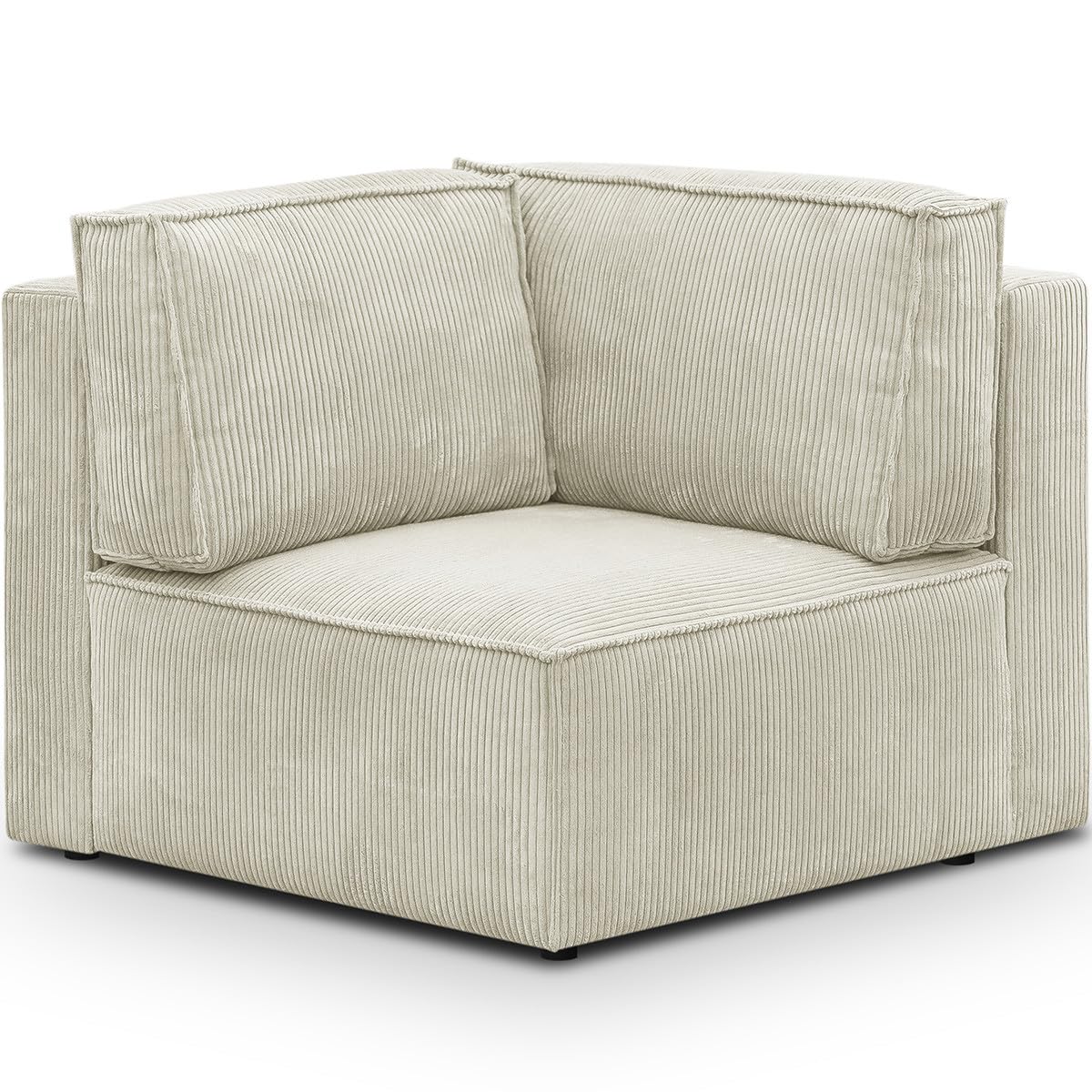 HOMIFAB Module d'angle à Gauche Harper Mod Velours Côtelé Beige 99x99x84 cm