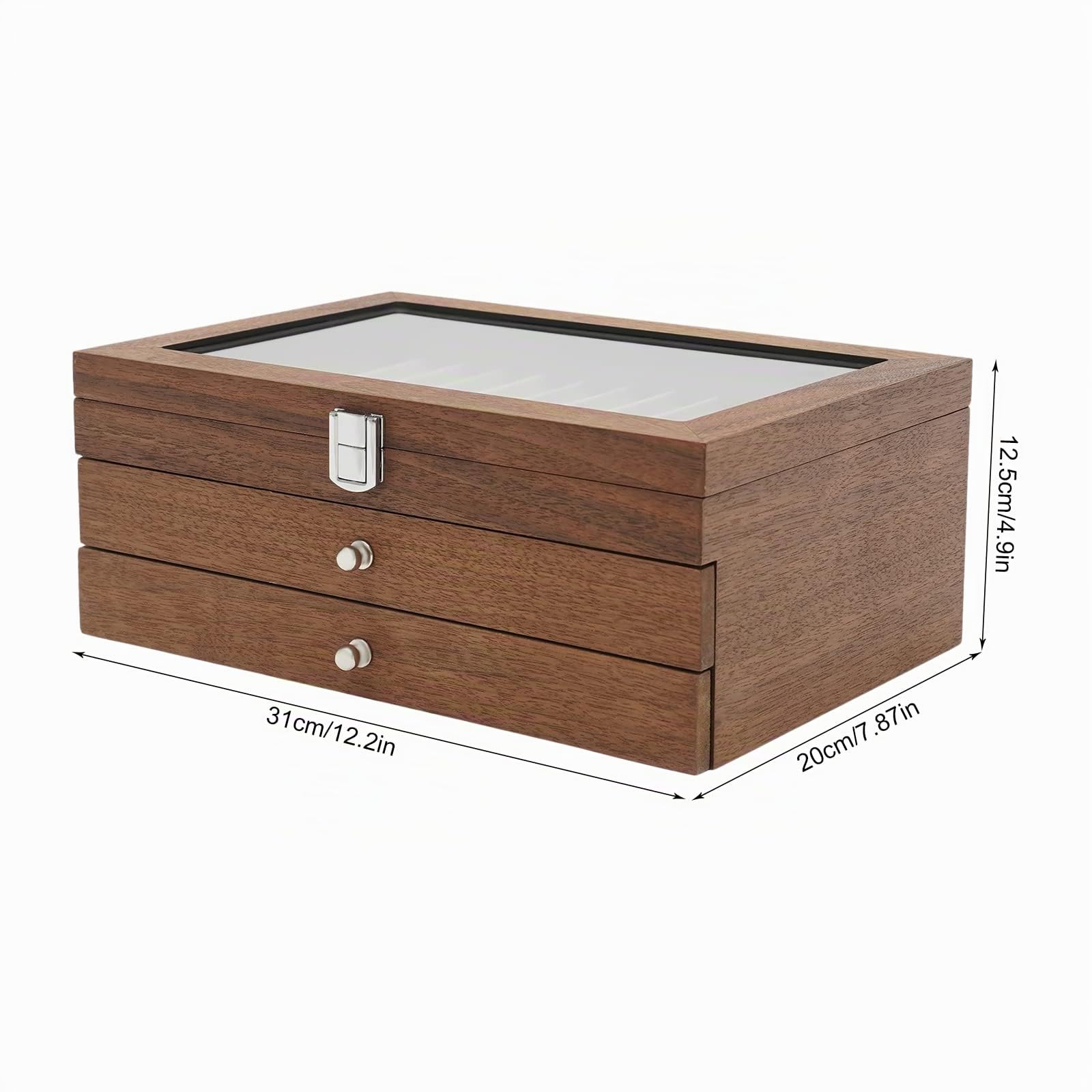 Caja expositora para pluma estilográfica, piel sintética, 34 ranuras, caja de almacenamiento, caja de madera