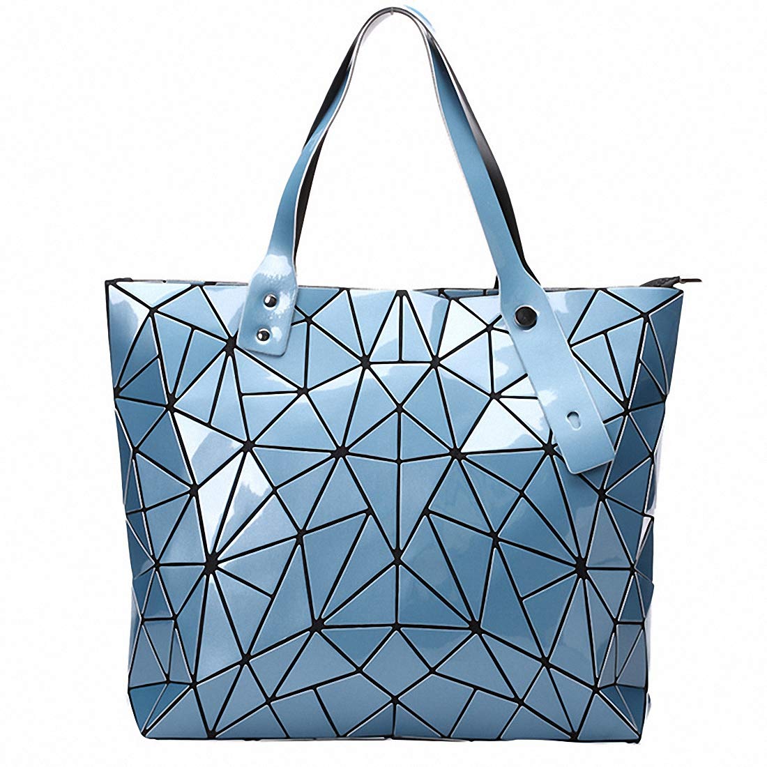 Ulalaza Geometric Lattice Top-handle Handbag for Women Matte Tote Purse Handbags Geometry Shoulder Bag