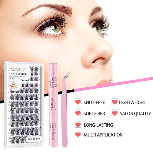 Miniatura 8 de Kit de extensiones de pestañas en racimo D, 72 unidades, 81012140.630 in, mezcla de pestañas individuales, pestañas para unir y sellar pestañas