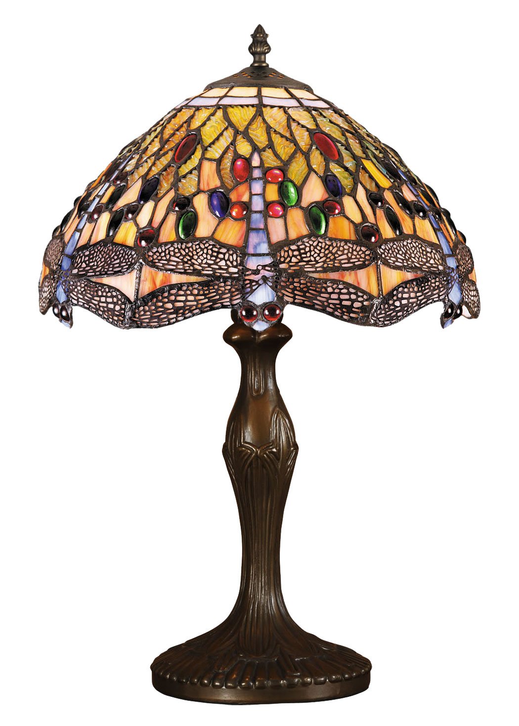 Belofay Multicolour Dragonfly Tiffany Lamps, Stained Glass Handmade Tiffany Lights Table Lamps For Bedrooms, Living Room And Lounge | 12X18 Inches Complete Height (Wxh)