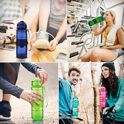 Miniatura 8 de Botella de agua deportiva Zorri, 13.5, 17, 23.6 onzas, sin BPA, a prueba de fugas, ligera, para exteriores, campamento, ciclismo, fitness, gimnasio,
