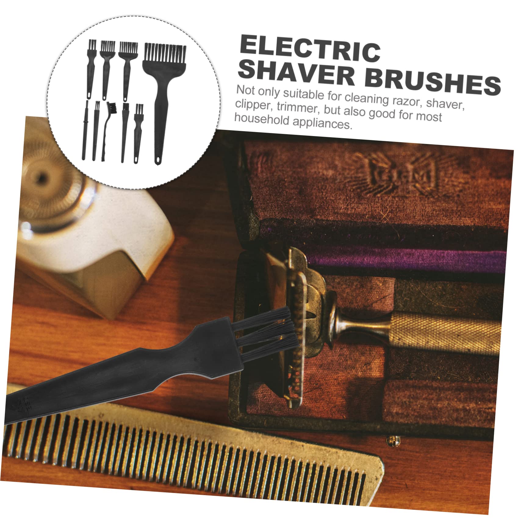 HAPINARY Electric Shaver Brush Set 8pcs Razor Brush Cleaning Tool for Shaver Razor