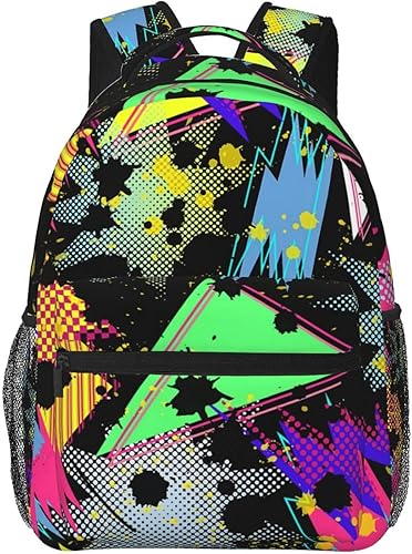 Miniatura 1 de MANQINF Mochila retro de los años 80 y 90 con Memphis, bonitas bolsas para laptop, bolsas de hombro, viajes, senderismo, camping, mochila para